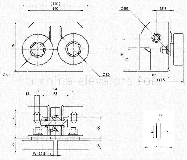 Cabin Guide Shoe for Home Elevators 10mm 16mm 